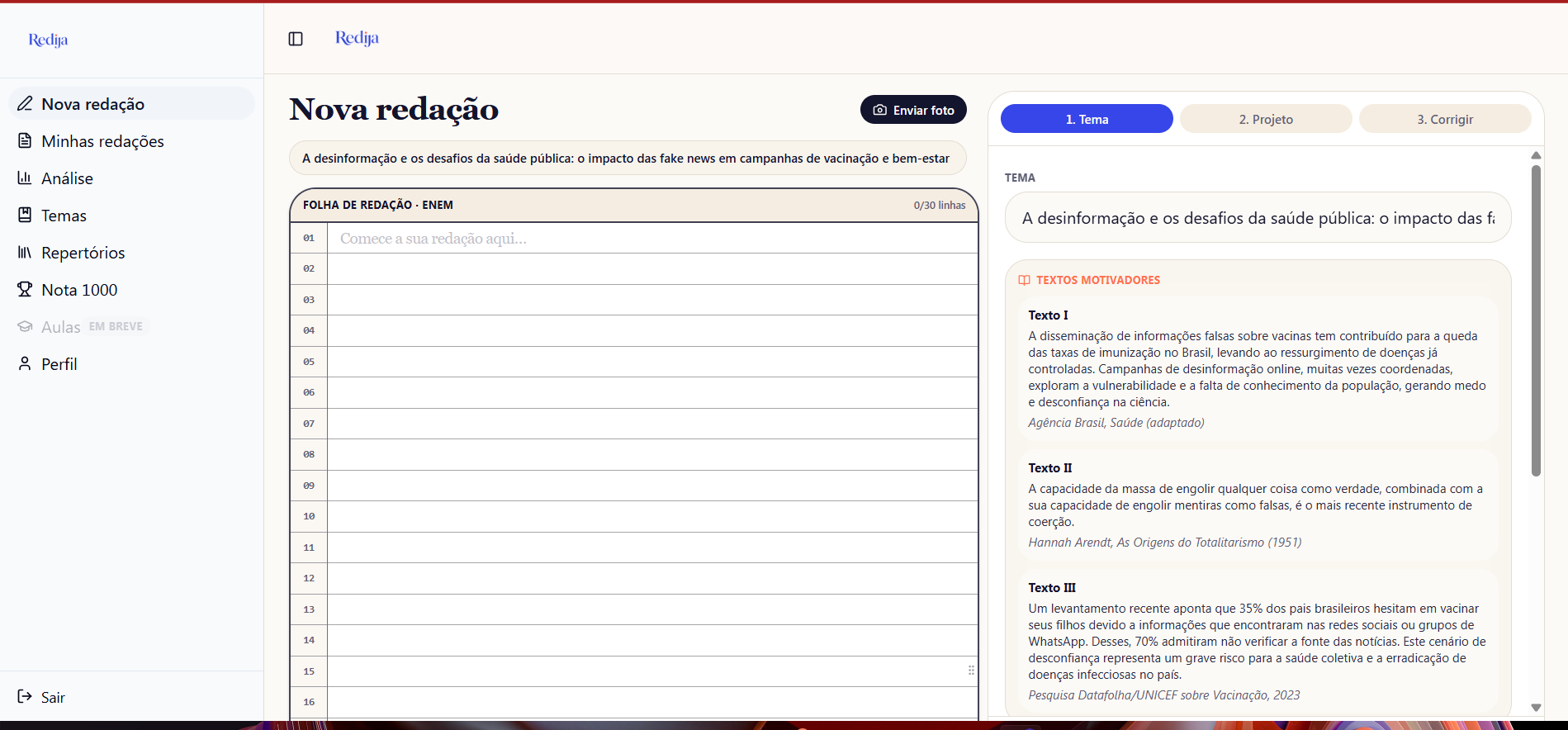 Plataforma Redija no computador